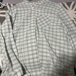 Women's Green Checkered Button Down Shirt